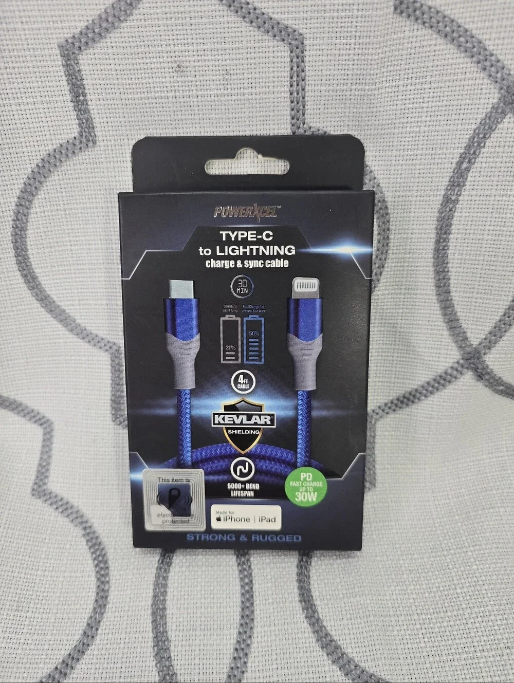 Powerxcel Type C to Lightning charge/sync 4Ft cable- Fast Charging IPhone/ Ipad